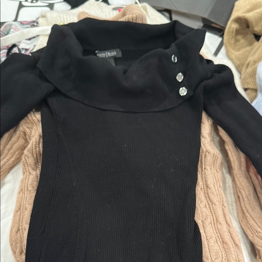 Black Sweater with Button Accents